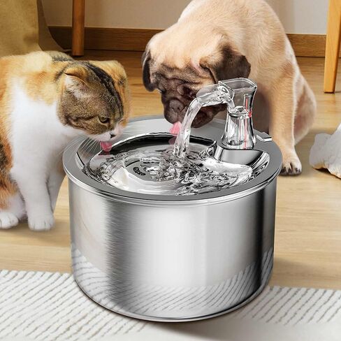 Homtyler Cat Water Fountain, Stainless Steel Inside Ultra-Quiet Pump, 2L/67oz Automatic Dog Dispenser Water Bowl, Multiple Pets Water Fountain in Kuwait
