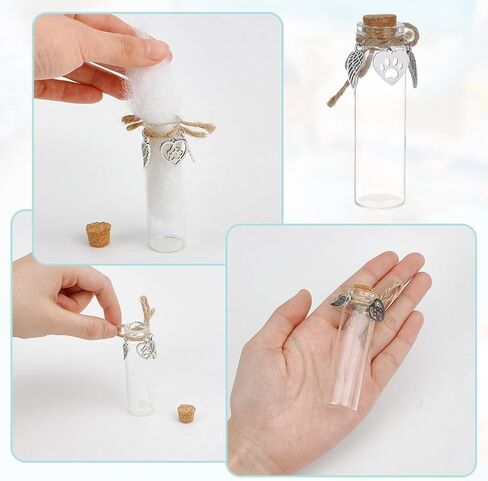 4pcs Pet Hair Keepsake Bottle Dog Cat Clear Hair Memorial Mini Glass Vial with Angel Wings Pet Fur Locket Bottle with Heart Paw Ornaments for Pet Loss Sympathy Gift Pet Ashes Hair Storage in Kuwait