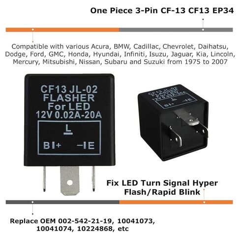 iJDMTOY (1) 3-Pin CF-13 CF13 EP34 Electronic Flasher Relay Fix Compatible With LED Turn Signal Light Bulbs in Saudi Arabia