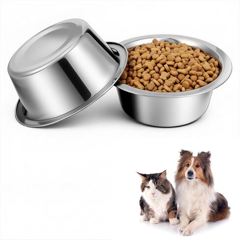 2 Pack Metal Dog Bowls, Stainless Steel Dog Bowls, Metal Food and Water Dish, 5.1" Basic Pet Feed Bowl for Medium Dogs and Cat, Replacement Bowl for Elevated Stand, Dishwasher Safe Dish in Kuwait