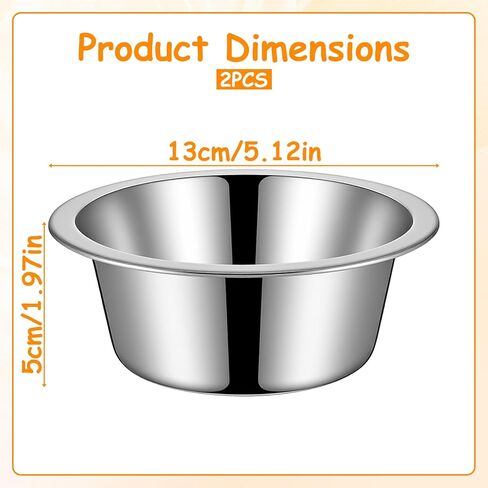 2 Pack Metal Dog Bowls, Stainless Steel Dog Bowls, Metal Food and Water Dish, 5.1" Basic Pet Feed Bowl for Medium Dogs and Cat, Replacement Bowl for Elevated Stand, Dishwasher Safe Dish in Kuwait