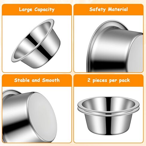 2 Pack Metal Dog Bowls, Stainless Steel Dog Bowls, Metal Food and Water Dish, 5.1" Basic Pet Feed Bowl for Medium Dogs and Cat, Replacement Bowl for Elevated Stand, Dishwasher Safe Dish in Kuwait