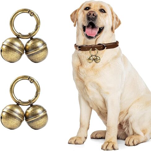 Loud Dog Collar Bells, 4 Copper Bells for Large Dogs, Durable Pet Bells Tracker for Outdoor Safety, Pet Tracking, Hiking, Walking (4 Collar Bells) in Kuwait