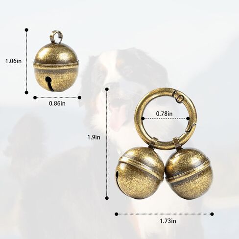 Loud Dog Collar Bells, 4 Copper Bells for Large Dogs, Durable Pet Bells Tracker for Outdoor Safety, Pet Tracking, Hiking, Walking (4 Collar Bells) in Kuwait