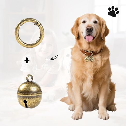 Loud Dog Collar Bells, 4 Copper Bells for Large Dogs, Durable Pet Bells Tracker for Outdoor Safety, Pet Tracking, Hiking, Walking (4 Collar Bells) in Kuwait