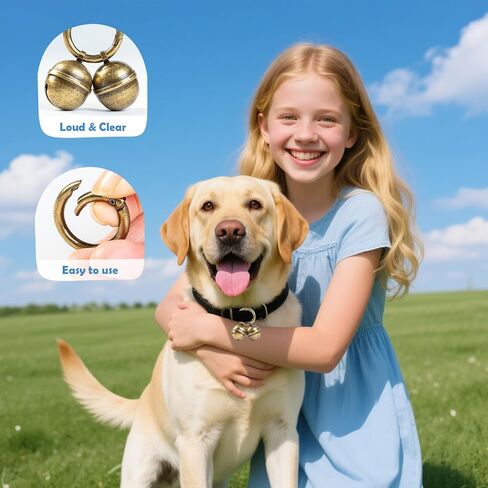 Loud Dog Collar Bells, 4 Copper Bells for Large Dogs, Durable Pet Bells Tracker for Outdoor Safety, Pet Tracking, Hiking, Walking (4 Collar Bells) in Kuwait