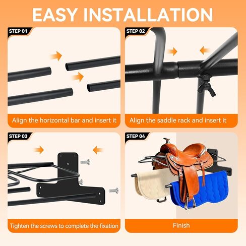 2Pcs Saddle Rack with Double Pad Bar, Heavy Duty Wall Mounted Saddle Stand for Western & English Saddles, Saddle Pad Rack for Horses Blanket, Tack Storage in Kuwait