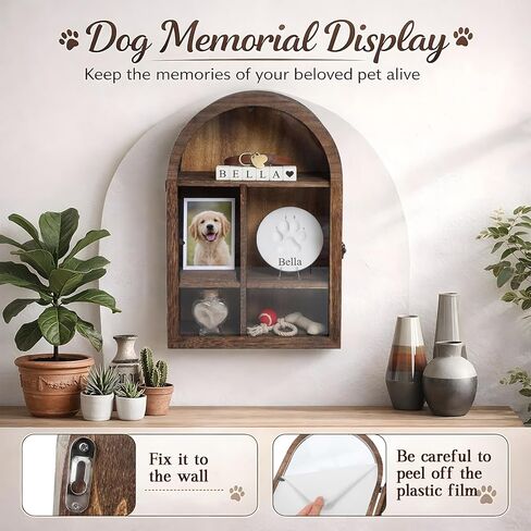 صندوق ظلال تذكاري من Threehoney Pet مقاس 10.8 * 16 بوصة من الخشب الصلب مع أرفف تذكارات للحيوانات الأليفة المتوفاة والكلاب والقطط هدية تذكارية لفقدان التعاطف معلقة على الحائط (كربنة سوداء) in Kuwait