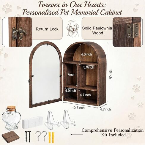 صندوق ظلال تذكاري من Threehoney Pet مقاس 10.8 * 16 بوصة من الخشب الصلب مع أرفف تذكارات للحيوانات الأليفة المتوفاة والكلاب والقطط هدية تذكارية لفقدان التعاطف معلقة على الحائط (كربنة سوداء) in Kuwait