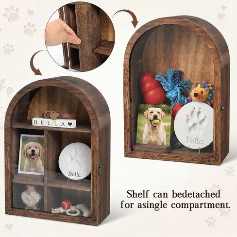 صندوق ظلال تذكاري من Threehoney Pet مقاس 10.8 * 16 بوصة من الخشب الصلب مع أرفف تذكارات للحيوانات الأليفة المتوفاة والكلاب والقطط هدية تذكارية لفقدان التعاطف معلقة على الحائط (كربنة سوداء) in Kuwait