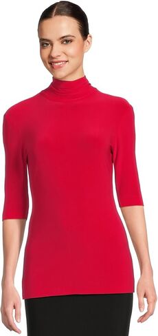 Norma Kamali Women's Slim Fit Short Sleeve Turtle Top in Saudi Arabia