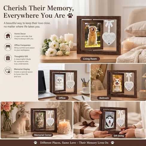 OFlyDesigns Dog Memorial Gift for Loss of Dog, Dog Memorial Picture Frame with Ceramic Heart Ornament, Pet Sympathy Gift for Grieving Pet Owners, in Loving Memory Remembrance Keepsake in Kuwait