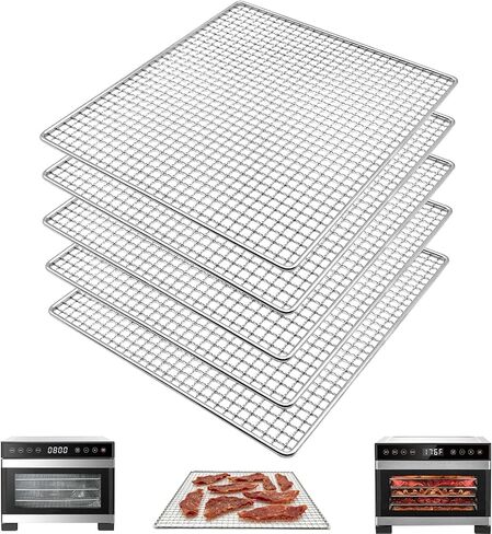 GXF 5PCS Dehydrator Mesh Trays for COSORI Food Dehydrator 5 Stainless Steel Trays Dryer Machine, 9.6''x9''x0.8'' Replacement Wire Rack for CFD-P501-SUS, Dehydrator Accessories for Jerky, Herbs, Meat in Kuwait