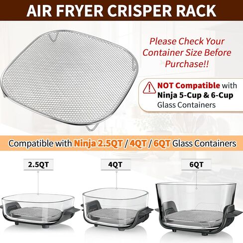 Air Fryer Crisper Tray for Ninja Crispi FN100 Pro AS101, Stainless Steel Replacement Tray for Ninja Air Fryer 2.5Qt 4Qt 6Qt Glass Containers, Food Grade Crisper Plate for Ninja Crispi Accessories in Kuwait