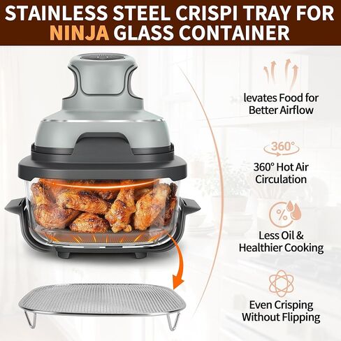 Air Fryer Crisper Tray for Ninja Crispi FN100 Pro AS101, Stainless Steel Replacement Tray for Ninja Air Fryer 2.5Qt 4Qt 6Qt Glass Containers, Food Grade Crisper Plate for Ninja Crispi Accessories in Kuwait