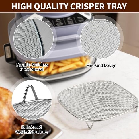 Air Fryer Crisper Tray for Ninja Crispi FN100 Pro AS101, Stainless Steel Replacement Tray for Ninja Air Fryer 2.5Qt 4Qt 6Qt Glass Containers, Food Grade Crisper Plate for Ninja Crispi Accessories in Kuwait