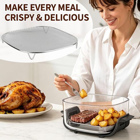 Air Fryer Crisper Tray for Ninja Crispi FN100 Pro AS101, Stainless Steel Replacement Tray for Ninja Air Fryer 2.5Qt 4Qt 6Qt Glass Containers, Food Grade Crisper Plate for Ninja Crispi Accessories in Kuwait
