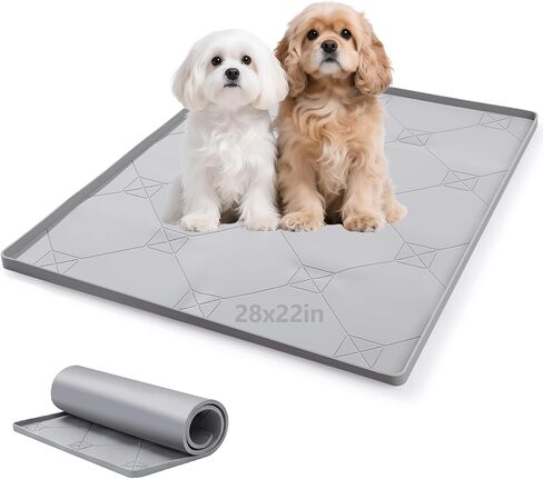حامل وسادة تبول الكلاب من السيليكون من Ondware لمنصات قياسية مقاس 27 × 27 بوصة، صينية وسادة جرو مضادة للانزلاق مانعة للتسرب، بساط تدريب محمول للجرو مع حواف مرتفعة لحماية الأرضية، سهل التنظيف in Kuwait