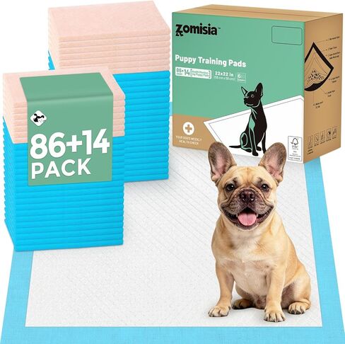 ZOMISIA 100 Count Puppy Pee Pads with Health Monitoring for Dogs 22" x 22" - 14 Color Changing Pee Pads with pH Indicator + 86 Dog Potty Training Pad, Odor-Control, Super Absorbent & Leak-Proof in Kuwait