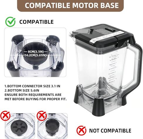 72oz Blender Pitcher Replacement with Lid | Compatible with Ninja BN750 BN751 BN800 BN801 BN803TGT BN805A DB751A | BPA-Free Large Capacity Blender Jar for Smoothies Soups Family Use in Kuwait