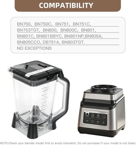 72oz Blender Pitcher Replacement with Lid | Compatible with Ninja BN750 BN751 BN800 BN801 BN803TGT BN805A DB751A | BPA-Free Large Capacity Blender Jar for Smoothies Soups Family Use in Kuwait