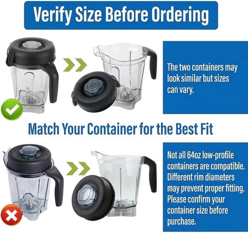 Blender Lid Replacement, 64oz Low-Profile Container Lid, Compatible with VM0158 E310 E320, Replace for Pro 750 5200 5300 7500 Series, Rubber Lid Cover for Pitcher Jar in Kuwait