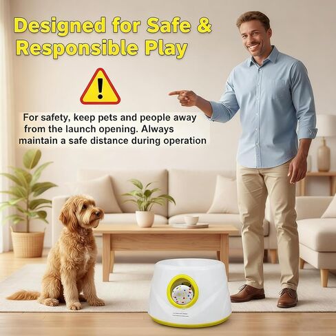 Automatic Dog Ball Launcher for Small Dogs & Medium Dogs, Interactive Fetch Machine with 3 Launch Distances (15–45 FT), USB Rechargeable, Includes 6 ETPU Balls in Kuwait