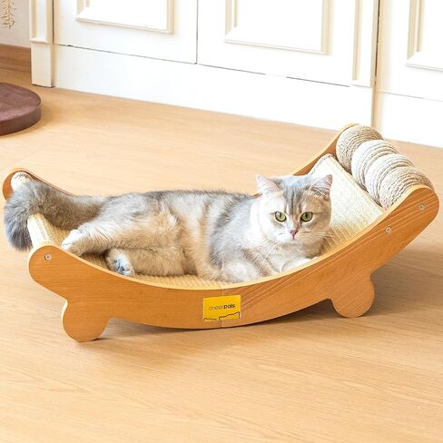 CHEERPALS Sisal Cat Scratcher Bed with Balls Cat Scratching Post for Indoor Cats Hammock, Natural Sisal Cat Scratch Wooden Cat Furniture(Large) in Kuwait