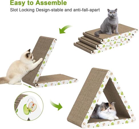 TIMHAKA Triangle Cat Scratcher، لوح خدش للقطط للقطط الداخلية، 6 جوانب قابلة للاستخدام من الورق المقوى للقطط مع النعناع البري in Kuwait
