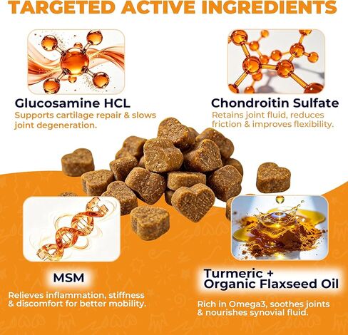 Hip & Joint Supplement for Dogs, Hip and Joint Chews Support Mobility, Senior Small All Breed Pain Relief with Glucosamine Chondroitin MSM Turmeric Green Lipped Mussel, Chicken Flavor, 15 Ct in Saudi Arabia