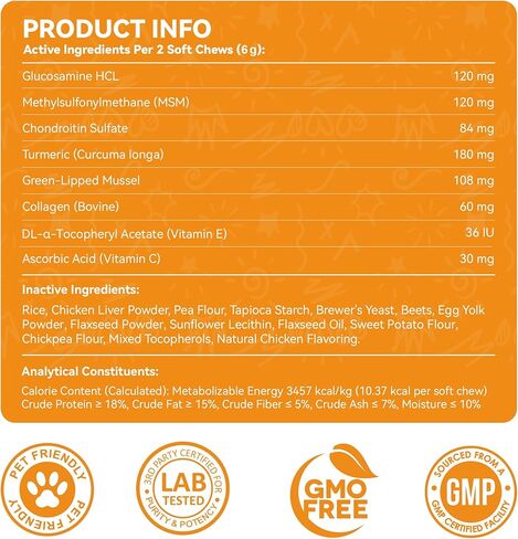 Hip & Joint Supplement for Dogs, Hip and Joint Chews Support Mobility, Senior Small All Breed Pain Relief with Glucosamine Chondroitin MSM Turmeric Green Lipped Mussel, Chicken Flavor, 15 Ct in Saudi Arabia