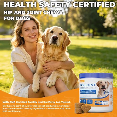 Hip & Joint Supplement for Dogs, Hip and Joint Chews Support Mobility, Senior Small All Breed Pain Relief with Glucosamine Chondroitin MSM Turmeric Green Lipped Mussel, Chicken Flavor, 15 Ct in Saudi Arabia