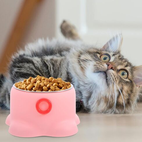 NUOBESTY Octopus Shaped Stainless Steel Pet Bowl Non-Spill Cat Feeding Dish Spill-Proof Water Tray for Active Cats and Small Dogs in Peach Pink in Kuwait
