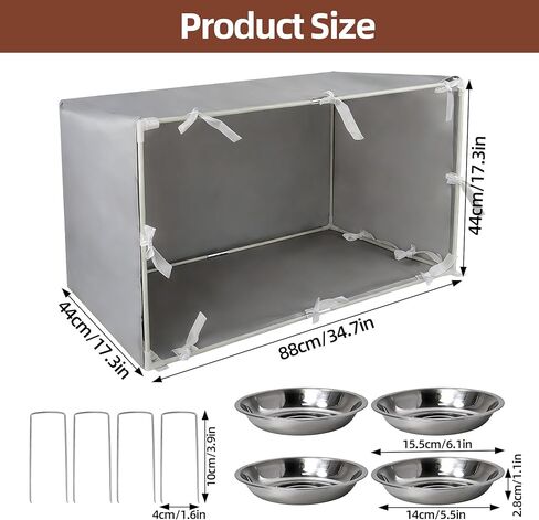 Large Outdoor Cat Feeding Station & Shelter with 4 Bowls - 35"x 17"x 17" Waterproof Pet House Dining Room for Multiple Stray, Feral Cats, Dogs & Rabbits in Kuwait