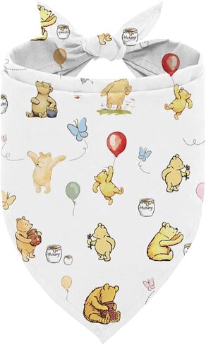 Cartoon Bear Dog Bandana, Cute Cartoon Bear Pet Kerchief with Butterfly Honey Pattern, Adjustable Comfortable Triangle Dog Scarf, Pet Kerchief for Small Medium Dogs in Kuwait