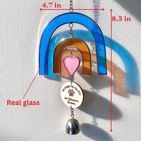 الحيوانات الأليفة التذكارية الرياح الرنين، الزجاج الملون suncatcher قوس قزح جسر الكلب الهدايا التذكارية، الهدايا التذكارية لفقدان الكلب هدية تمر بعيدا، هدية تذكارية للحيوانات الأليفة للكلاب، في ذكرى الكلاب، نافذة الفجيعة in Kuwait
