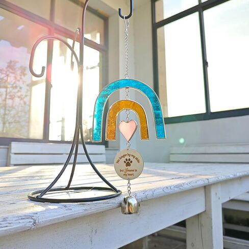 الحيوانات الأليفة التذكارية الرياح الرنين، الزجاج الملون suncatcher قوس قزح جسر الكلب الهدايا التذكارية، الهدايا التذكارية لفقدان الكلب هدية تمر بعيدا، هدية تذكارية للحيوانات الأليفة للكلاب، في ذكرى الكلاب، نافذة الفجيعة in Kuwait
