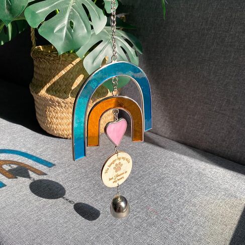 الحيوانات الأليفة التذكارية الرياح الرنين، الزجاج الملون suncatcher قوس قزح جسر الكلب الهدايا التذكارية، الهدايا التذكارية لفقدان الكلب هدية تمر بعيدا، هدية تذكارية للحيوانات الأليفة للكلاب، في ذكرى الكلاب، نافذة الفجيعة in Kuwait