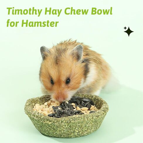 BNOSDM 6 Pcs Hamster Edible Premium Timothy Hay Chew Bowl Rabbit Treats for Teeth Chewing Chinchilla Chew & Decor Toys for Syrian Dwarf Hamsters Gerbils Mice in Kuwait