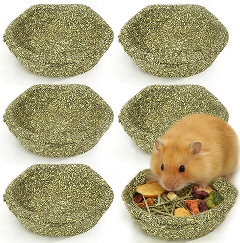 BNOSDM 6 Pcs Hamster Edible Premium Timothy Hay Chew Bowl Rabbit Treats for Teeth Chewing Chinchilla Chew & Decor Toys for Syrian Dwarf Hamsters Gerbils Mice in Kuwait