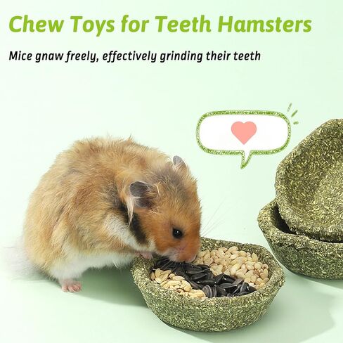 BNOSDM 6 Pcs Hamster Edible Premium Timothy Hay Chew Bowl Rabbit Treats for Teeth Chewing Chinchilla Chew & Decor Toys for Syrian Dwarf Hamsters Gerbils Mice in Kuwait