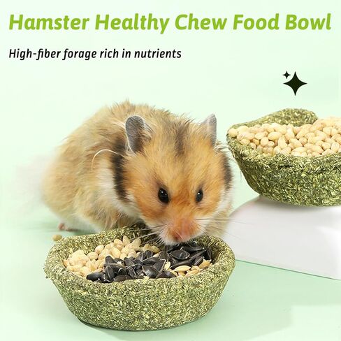 BNOSDM 6 Pcs Hamster Edible Premium Timothy Hay Chew Bowl Rabbit Treats for Teeth Chewing Chinchilla Chew & Decor Toys for Syrian Dwarf Hamsters Gerbils Mice in Kuwait