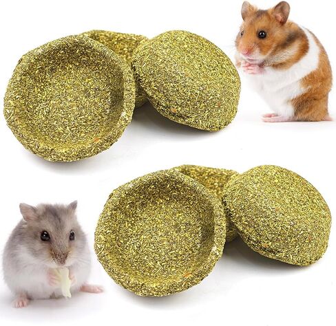 BNOSDM 6 Pcs Hamster Edible Premium Timothy Hay Chew Bowl Rabbit Treats for Teeth Chewing Chinchilla Chew & Decor Toys for Syrian Dwarf Hamsters Gerbils Mice in Kuwait