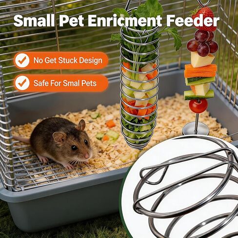 3Pcs Rat Enrichment Toys,Rat Toys for Pet Rats, Bird Food Holder,Parrot Foraging Stainless Steel Food Vegetable Holder Slow Feeder Rodent Cage Accessories in Kuwait