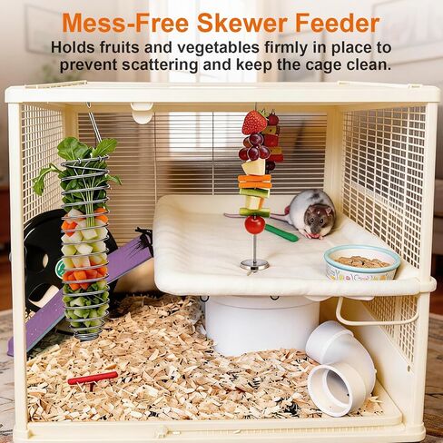 3Pcs Rat Enrichment Toys,Rat Toys for Pet Rats, Bird Food Holder,Parrot Foraging Stainless Steel Food Vegetable Holder Slow Feeder Rodent Cage Accessories in Kuwait
