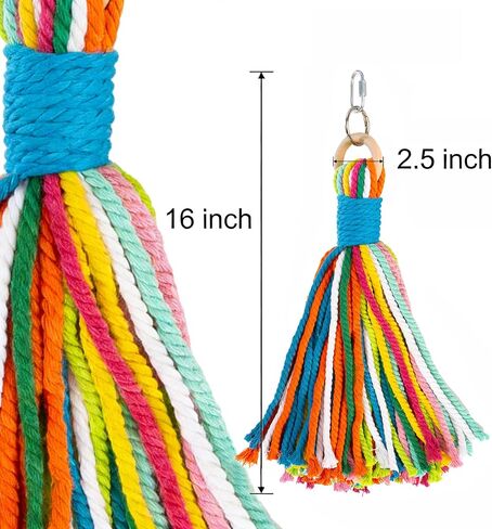 Bird Toys for Parrots, Colorful Cotton Rope Chew Toys for Large Birds, Natural Hanging Bird Cage Toys for Cockatiels, Macaws, Medium Large Birds for Playing & Preening (1) in Kuwait