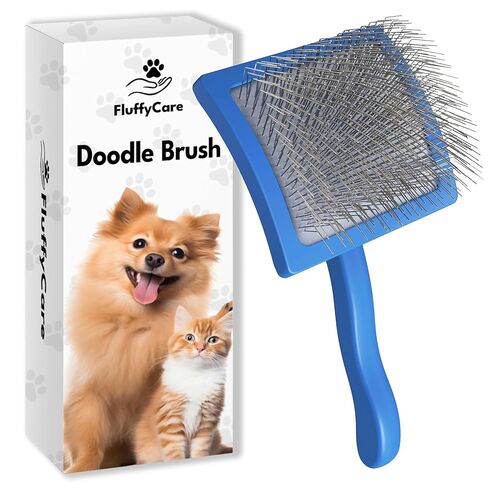 Slicker Brush for Dogs, Dog Brush for Shedding Massaging, Doodle Brush for Long Haired Dogs with Extra Long Pins to Effectively Remove Tangles, Knots and Mats (LARGE) (Blue, Large) in Kuwait