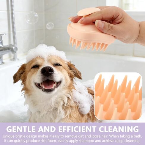 2-in-1 Dog Bath Brush, 2 Pcs Pet Silicone Brush for Long & Short Haired Dogs and Cats, Dog Scrubber for Bath, Rubber Curry Brush, Use Wet as Bath Brush or Dry for Grooming in Kuwait