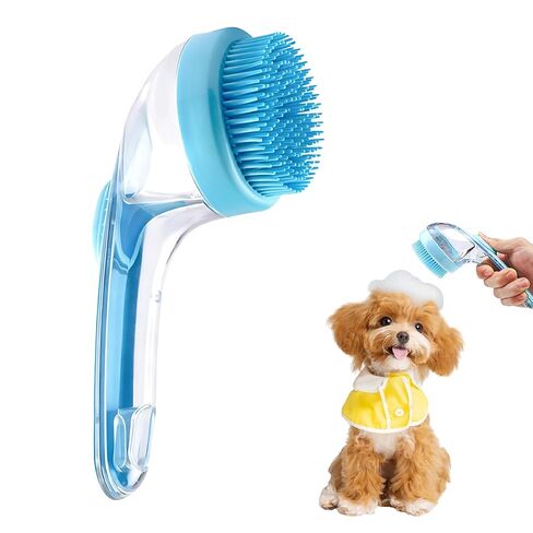Pet Bath Massage Brush, Bath Scrubber for Dogs, Gentle Silicone Pet Bath Brush for Dogs & Cats (1.5mm Firm Bristles) in Kuwait