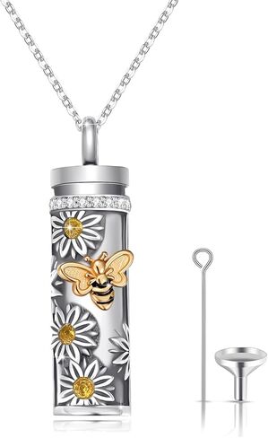 CUOKA MIRACLE Urn Necklace for Ashes 925 Sterling Silver Turquoise Feather Ash Urn Necklace Drop Urn Pendant Necklace Cremation Necklace Memory Jewellery Ashes Memorial Keepsake with Funnel Kit in Kuwait